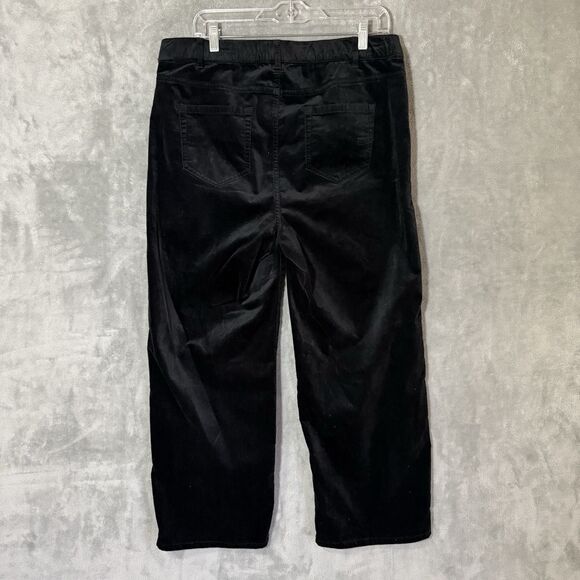 J Jill Velvet Pants 16P Black Petite Straight Leg Soft Stretch Luxe Minimalist - Picture 4 of 9